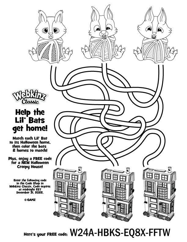 Printable coloring sheet with free code wkn webkinz newz