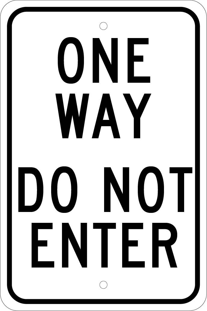 Nmc tmj traffic sign one way do not enter width x height aluminum black on white industrial scientific