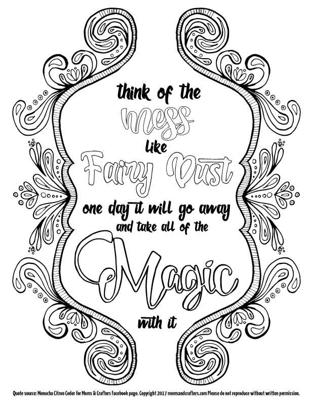Think of the mess coloring page download moms and crafters