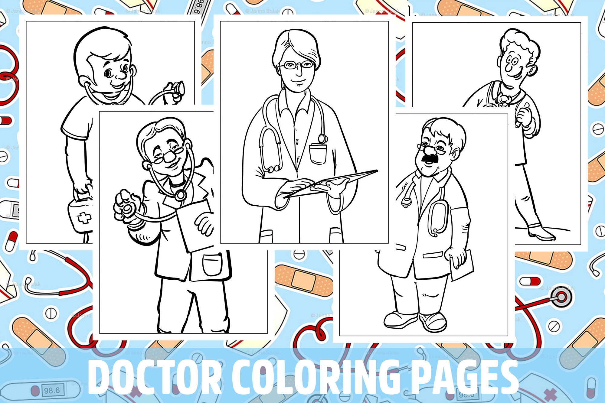 Doctor coloring pages for kids girls boys teens birthday school activity made by teachers
