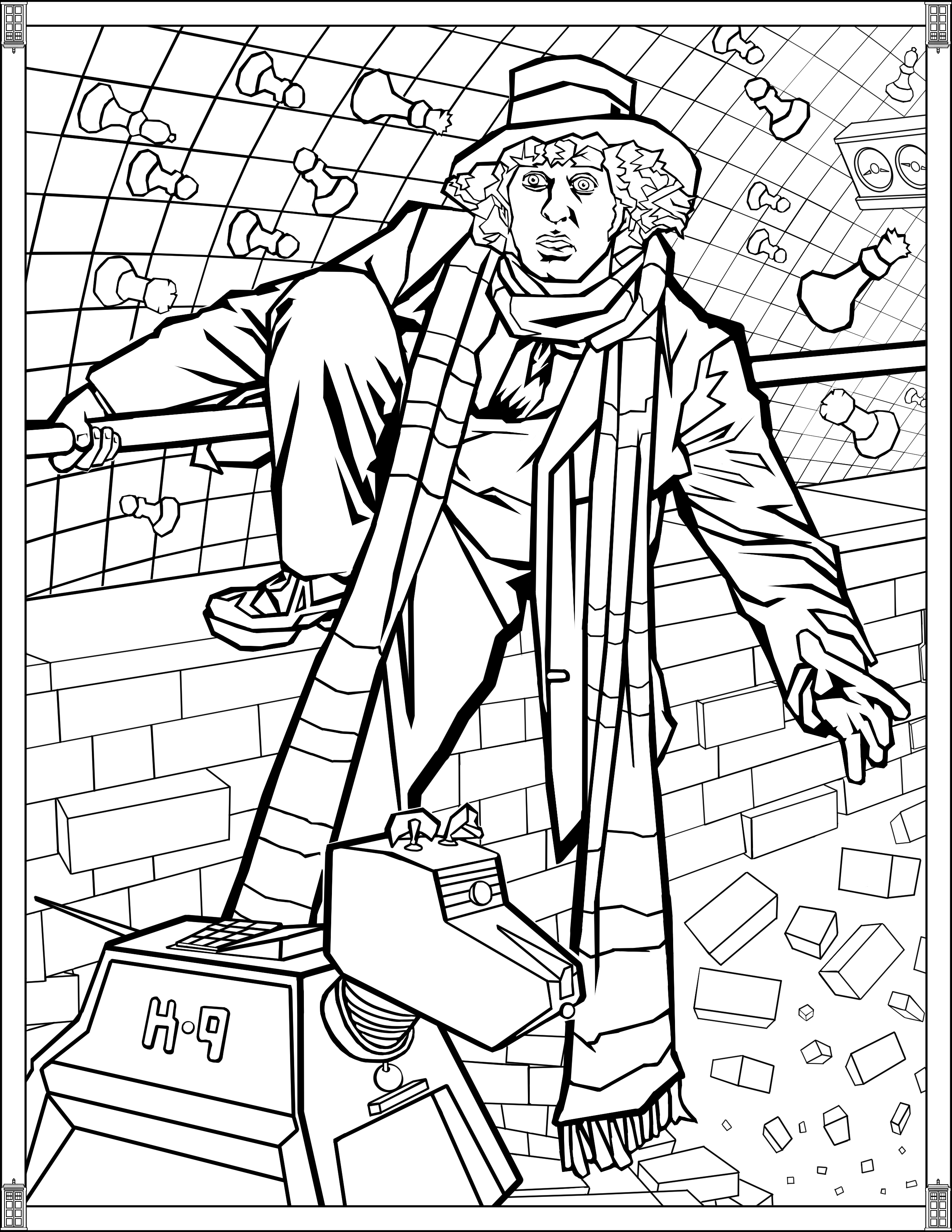 Doctor who wibbly wobbly timey wimey coloring pages printables