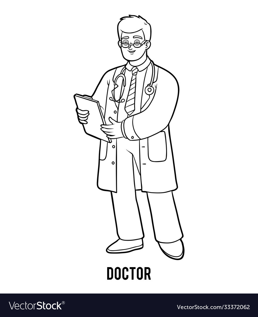 Coloring book doctor royalty free vector image