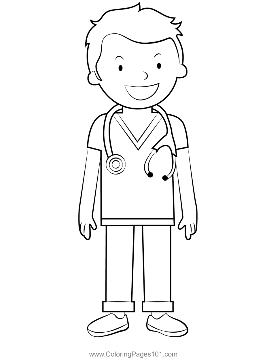 Doctor boy coloring page for kids