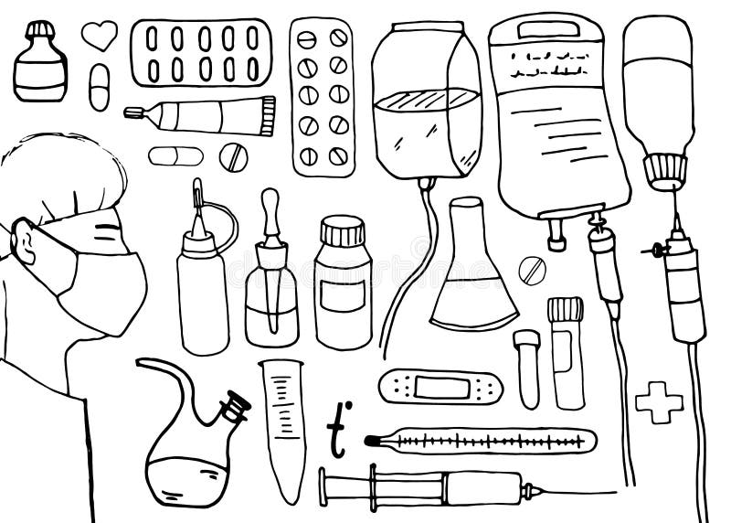 Doctor coloring book equipment stock illustrations â doctor coloring book equipment stock illustrations vectors clipart
