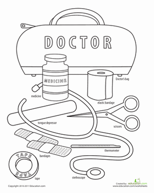 Doctors tools worksheet education munity helpers preschool munity helpers munity helpers theme