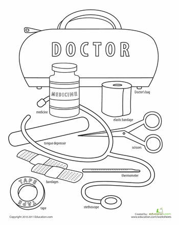 Doctors tools worksheet education munity helpers preschool munity helpers munity helpers theme