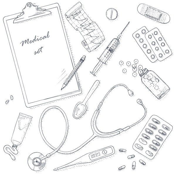 Doctor tools drawn royalty