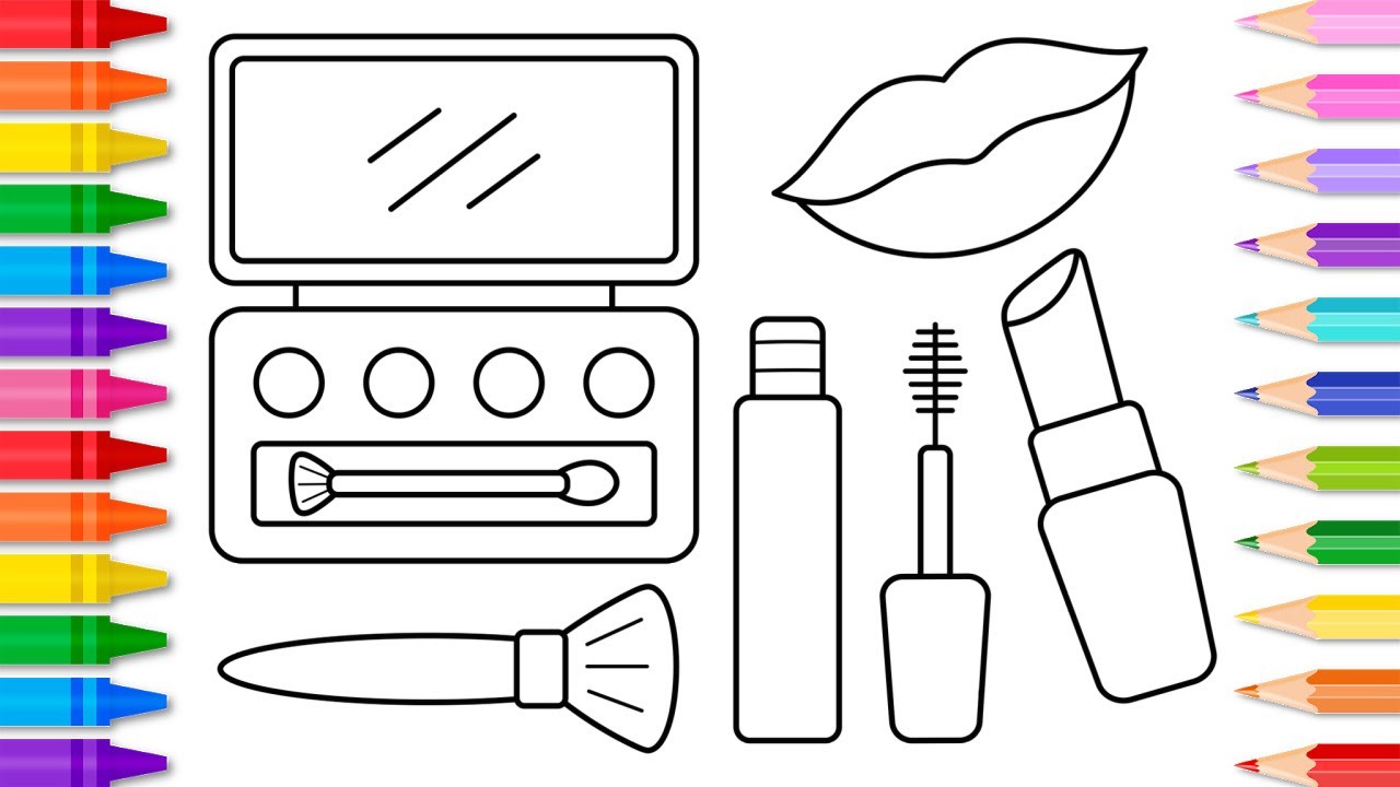 How to draw and color fun makeup tools ððð makeup tools drawing and coloring pages for kids