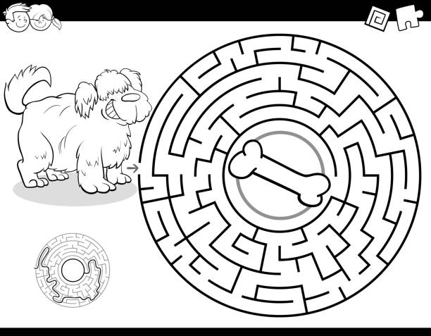 Drawing of a dog bone coloring page stock illustrations royalty