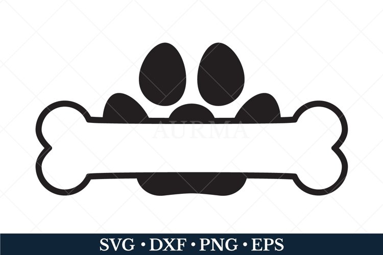 Paw print svg dog bone svg pet plate svg
