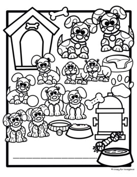 Puppy dog coloring pages booklet pets collar doghouse treats paw prints