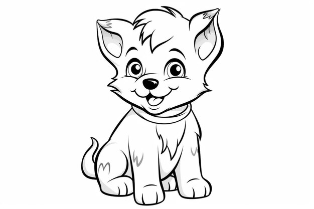 Premium ai image coloring pages of a dog with a collar and a collar generative ai