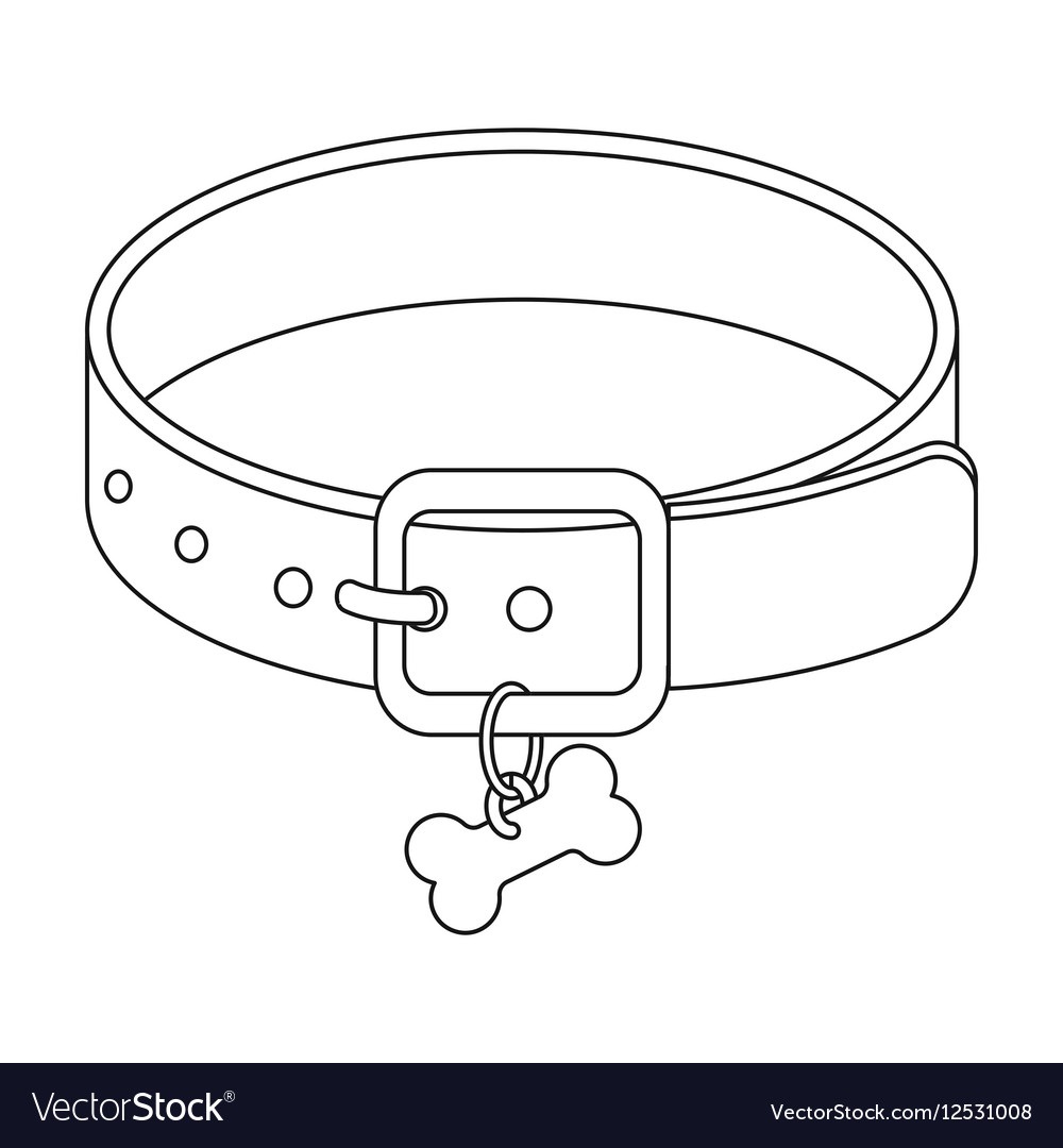Dog collar icon in outline style isolated on white