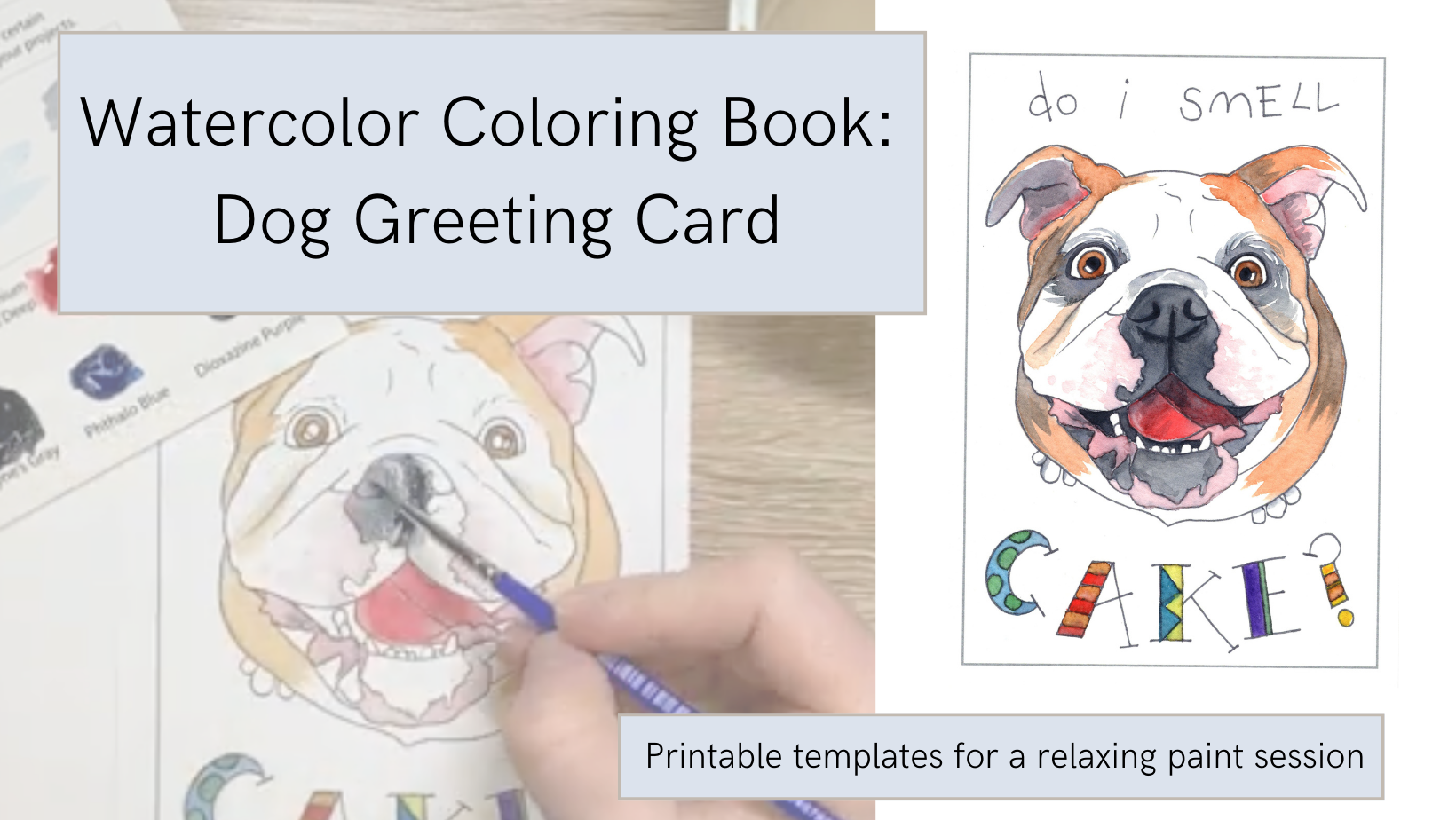 Watercolor coloring book dog greeting card emily marie watercolors llc