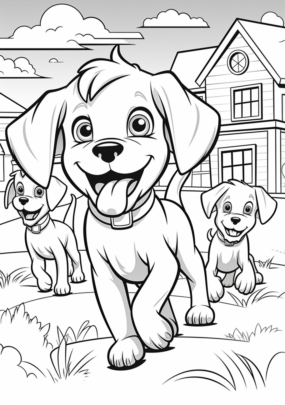 Puppies having fun printable