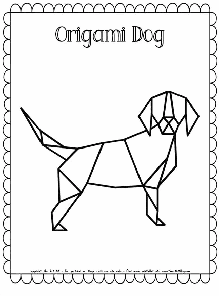 Dog origami coloring page free homeschool deals