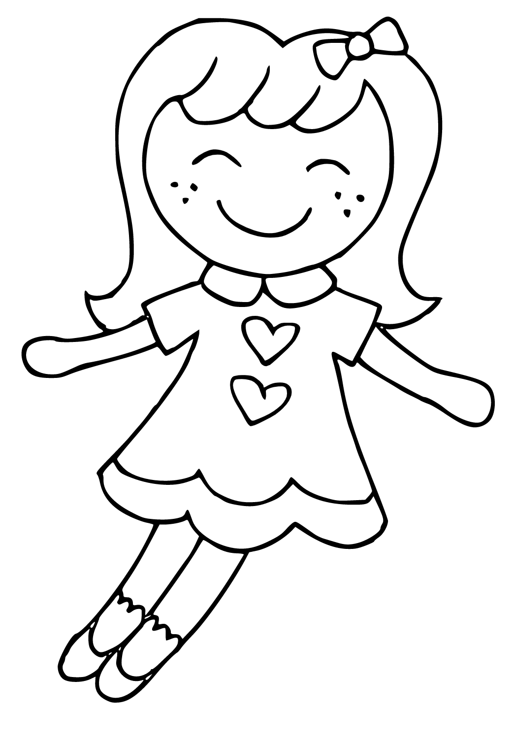 Free printable doll easy coloring page for adults and kids