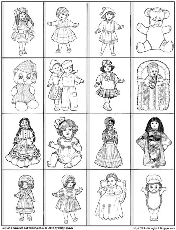 The doll coloring book make a miniature printable doll coloring book