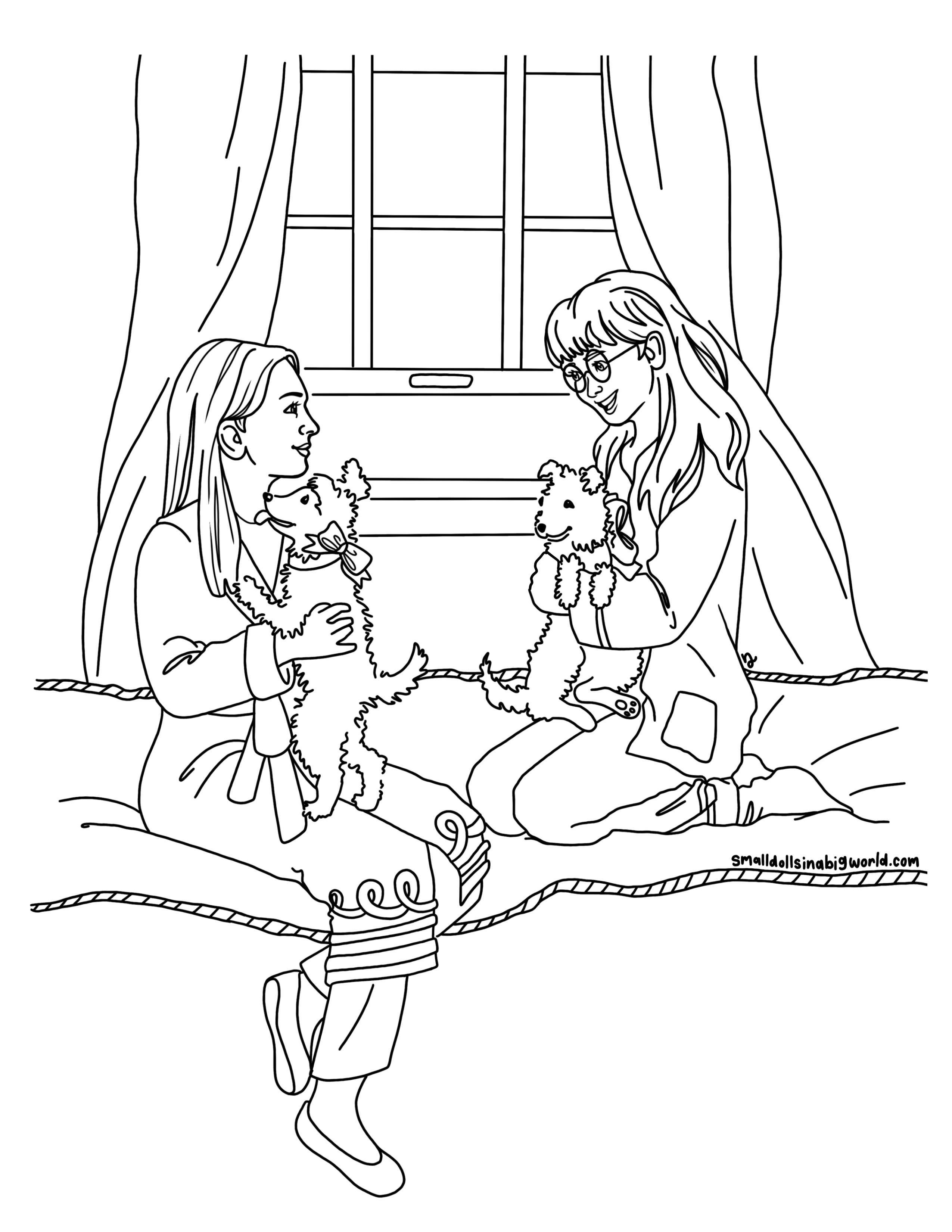 American girl doll molly mcintire and emily bennett coloring page printable