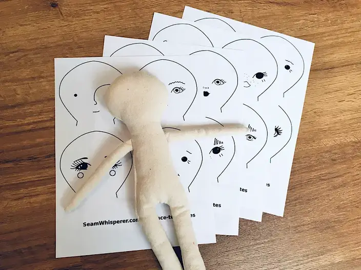 Free printable cloth doll face templates