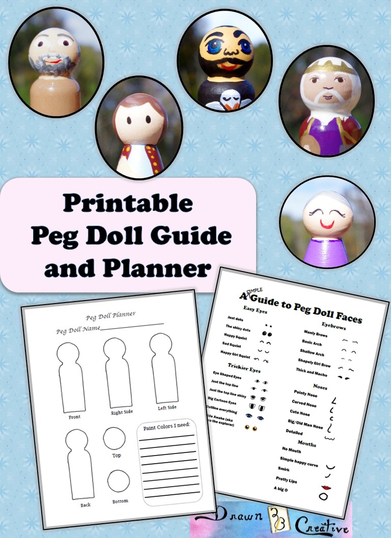Peg doll faces printable guide and planner