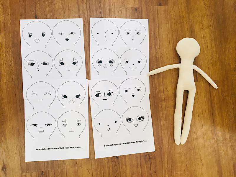 Free printable cloth doll face templates