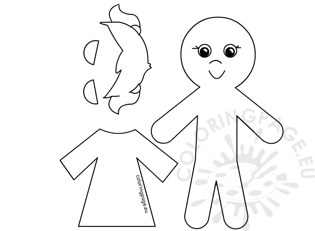 Girl paper doll template printable coloring page