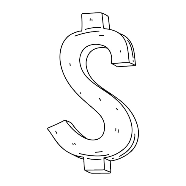 Premium vector dollar sign in hand drawn doodle style vector illustration isolated on white background