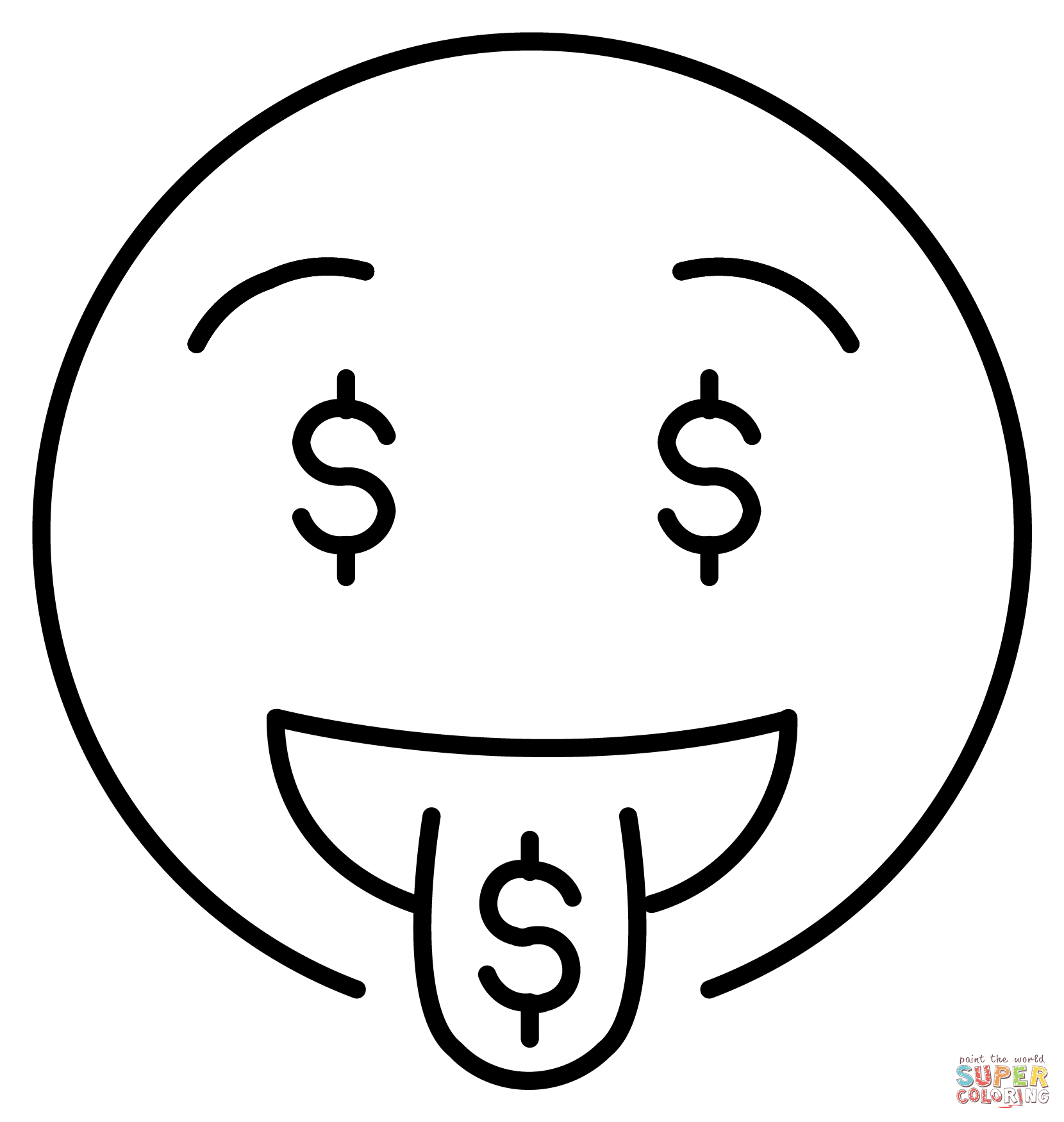 Money mouth face emoji coloring page free printable coloring pages
