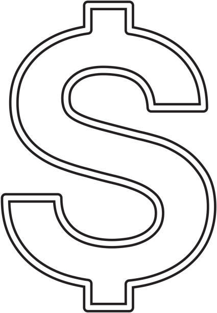 Dollar symbol vector line icon stock illustration