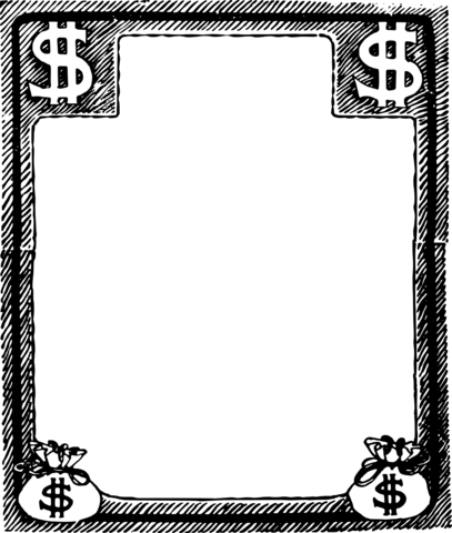 Vintage square money bags frame coloring page free printable coloring pages