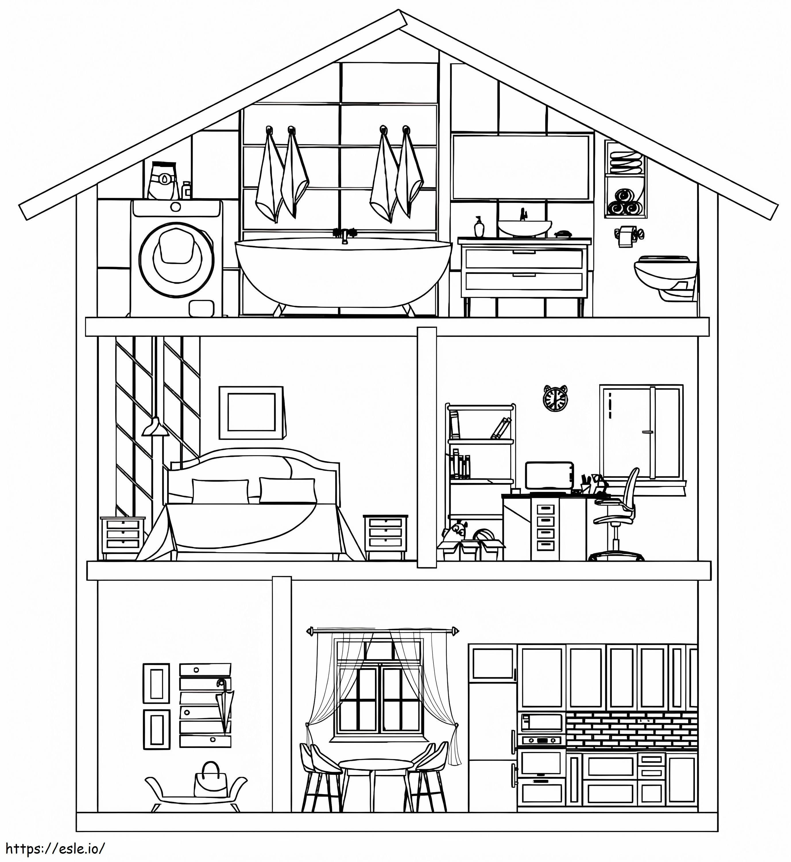 Dollhouse printable coloring page