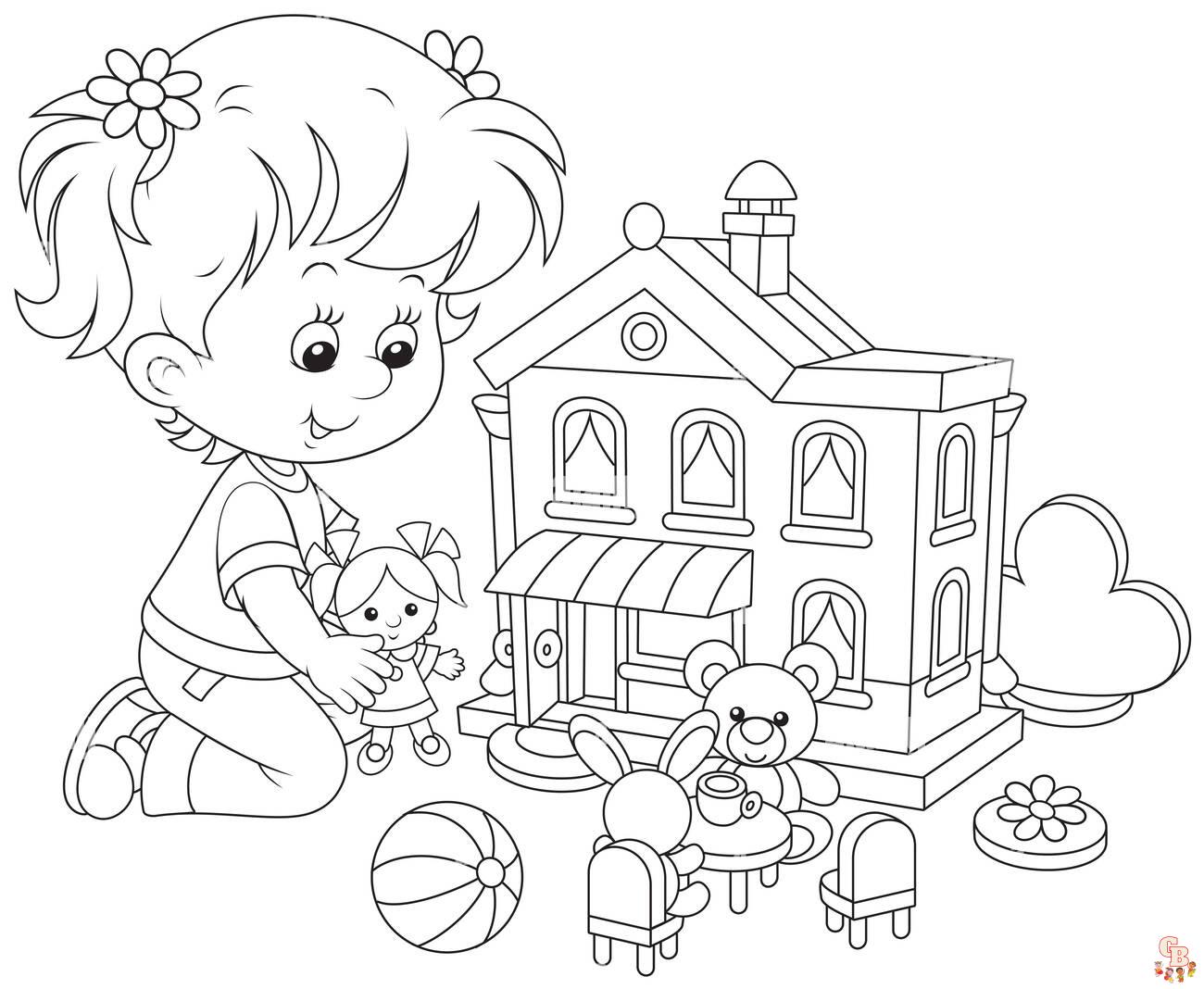 Doll house coloring pages for kids
