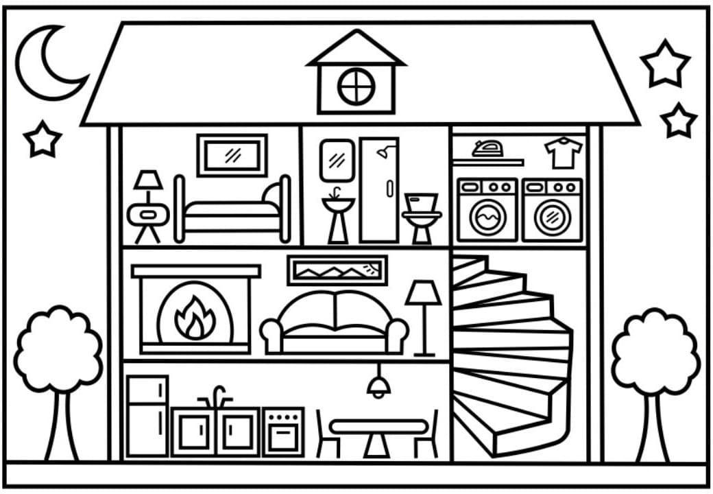 Adorable dollhouse fãrbung seite