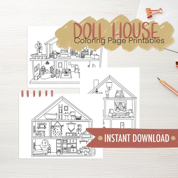 Doll house coloring pages doll house printables doll house design girls coloring pages