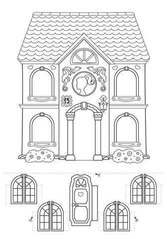 Create barbie house with surprise coloring page free printable coloring pages