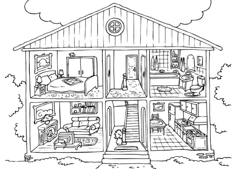 Dollhouse coloring pages printable for free download