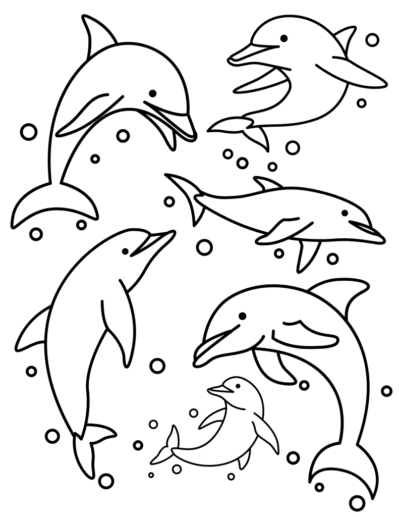 Dolphin printable coloring book