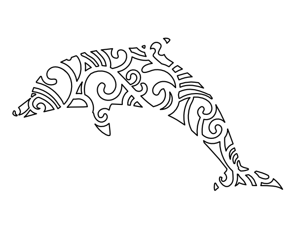 Printable stylized dolphin coloring page