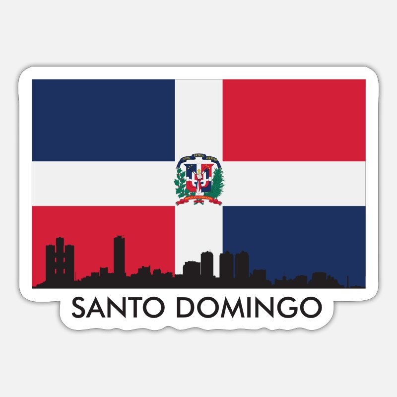 Santo domingo skyline dominican republic flag sticker
