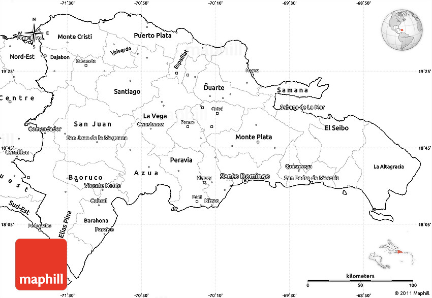 Blank simple map of dominican republic