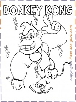 Print out donkey kong coloring pages