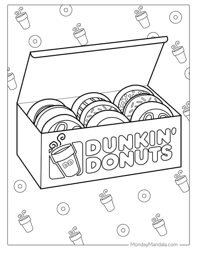 Donut coloring pages free pdf printables