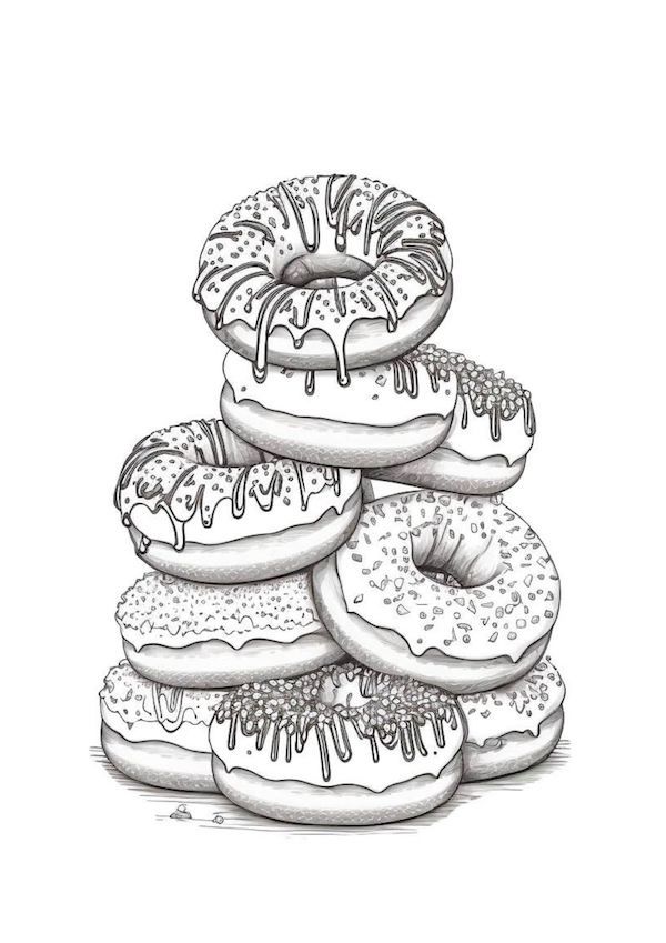 Super fun printable donut coloring pages