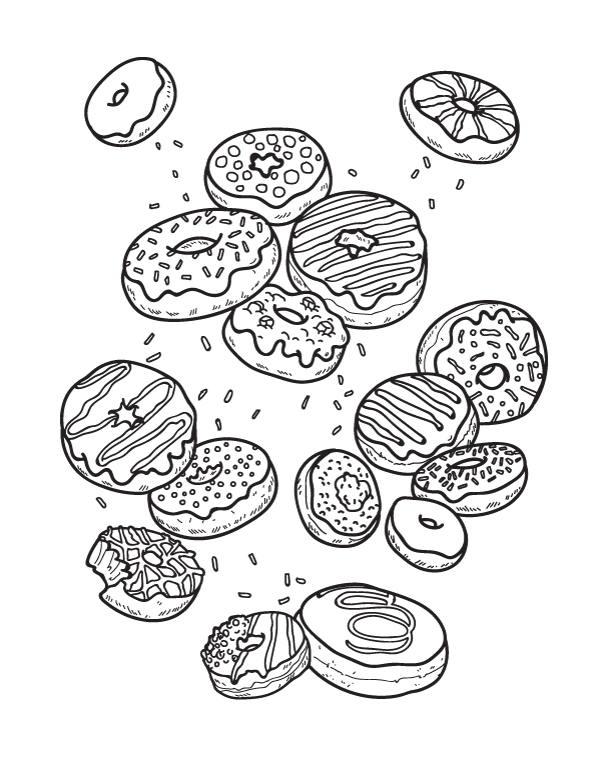 Printable donut coloring page