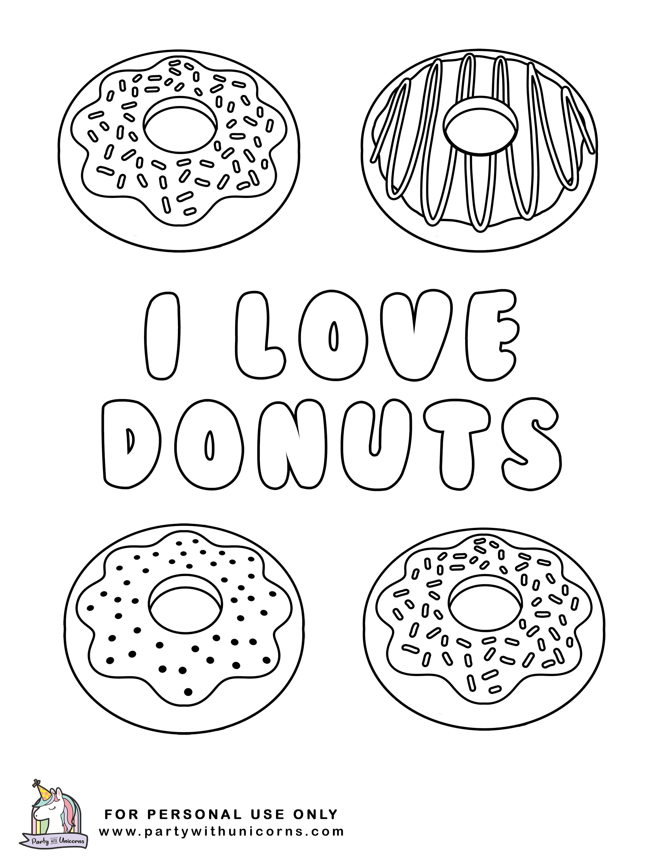 Colorful donut coloring pages