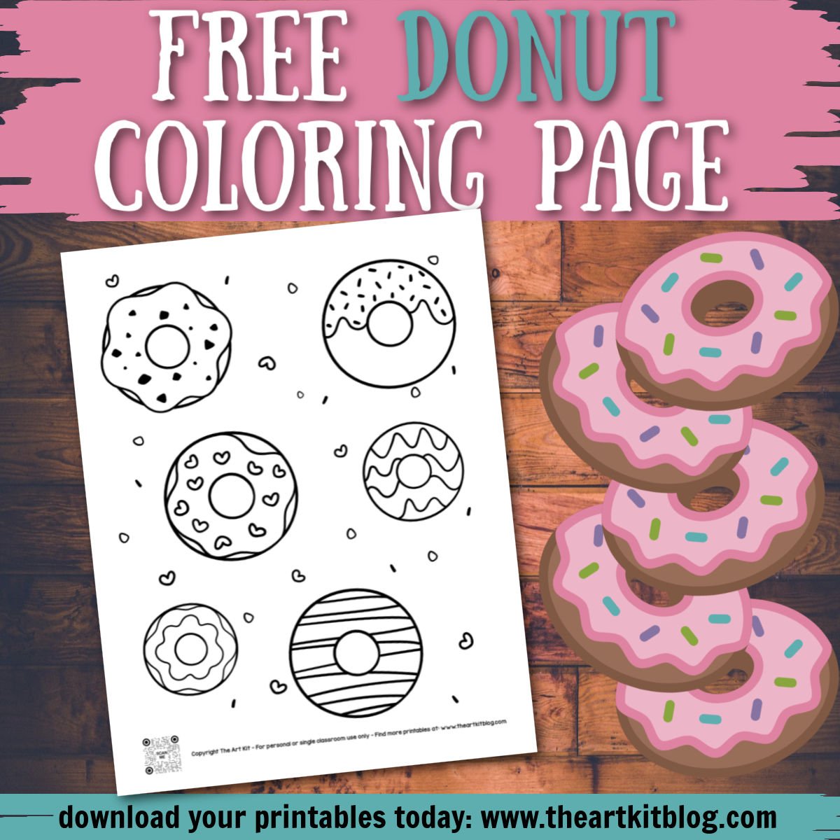 Lots of donuts coloring page â the art kit
