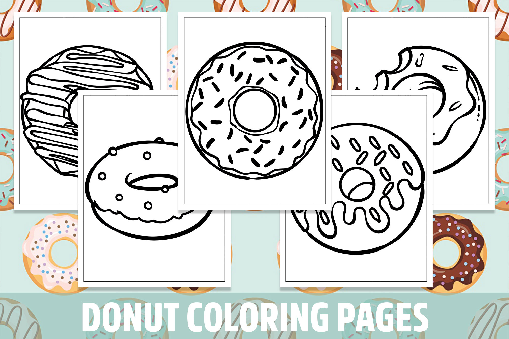 Donut coloring pages for kids girls boys teens birthday school activity made by teachers