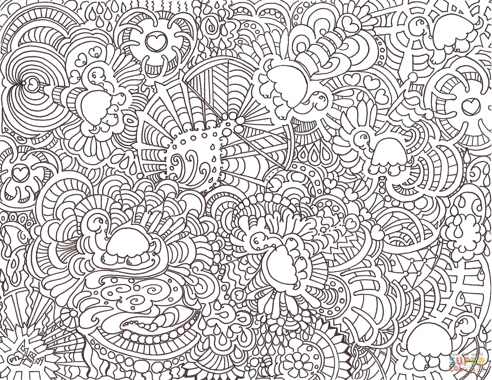 Turtle sweet symphony doodle coloring page free printable coloring pages