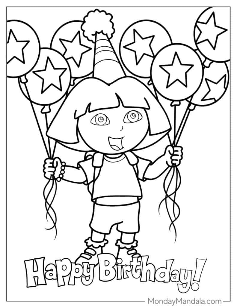 Dora the explorer coloring pages free pdf printables